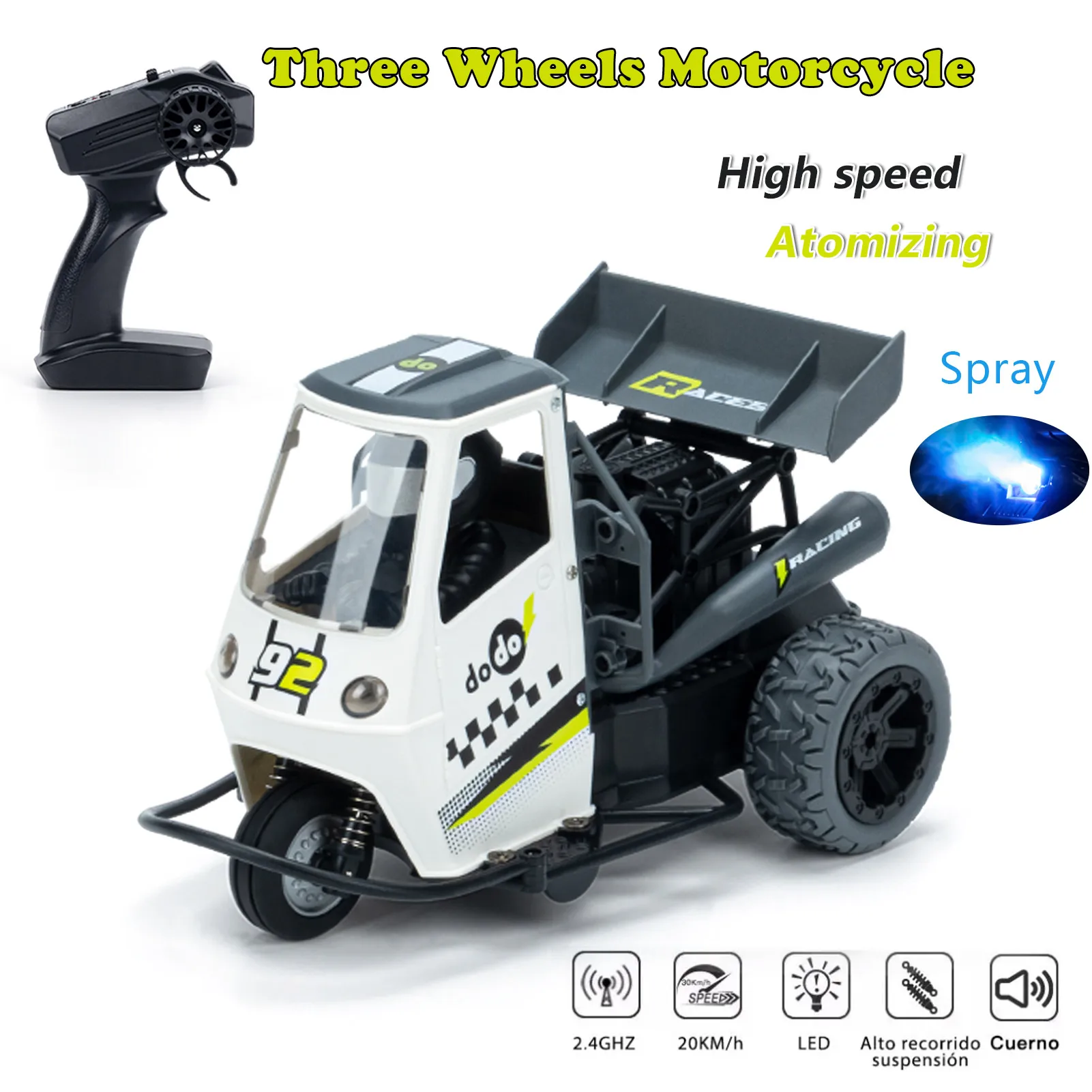 S810 RC Cars 1:16 2.4G Remote Control Motorcycle LED Lights Spray Carbon Brush - £41.02 GBP