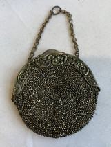 Vtg Beaded Clutch Purse Wallet Handbag Small Wristlet Floral Snap Button Clasp - £23.70 GBP