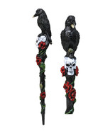 Fantasy Raven Crow Perching On White Skull with Rose Vines Decorative Ma... - $368.94 MXN