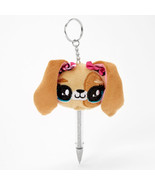 Claire’s Plush Brown Puppy Dog Ballpoint Pen W silver Glitter Keychain - £7.96 GBP