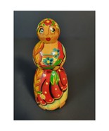 Vintage Hand Carved and Hand Painted Women Figurine Russian Vibrant Colors - $29.69