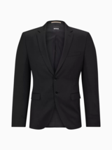 BOSS Sz 44R Virgin Wool Suit Jacket Black Sport Coat Blazer Italian Strt... - £104.07 GBP