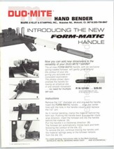 1977 Paper Duo-Mite Hand Bender Form-Matic Hand Advertising Brochure - £7.63 GBP