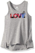Girls Youth Adidas Gray Racerback Tank Top Love soccer Size L (14) - £14.87 GBP