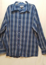 PJ Mark Mens Plaid Shirt Long Sleeve Size 3XL Blue Gray  - $19.79