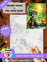 A Wild Robot and Friend, Sip and Paint Digital Art, Paint Party Image Tr... - $5.00