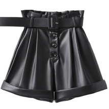 Festive Slim Fit Genuine Hot New Leather Shorts Women&#39;s High Waist Belt - £69.87 GBP