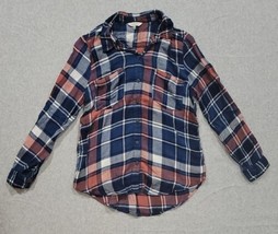 Lucky Brand Womens Soft Flannel Button Shirt Plaid Long Sleeve Pockets Sz Small - £14.15 GBP
