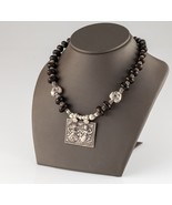 Argento Sterling Ganesha E Shiva Ciondolo Con Pietrificato Legno Perle S... - $11,846.97 MXN