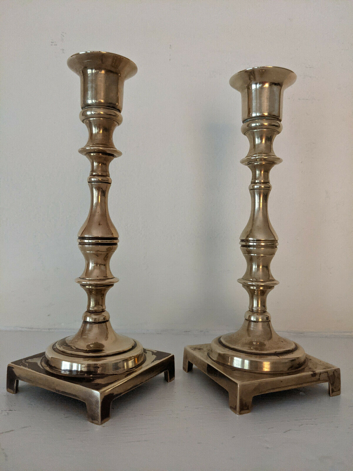 Baldwin Forged in America Brass Candlestick Pair EB Mark Mid Century Vintage - £31.46 GBP