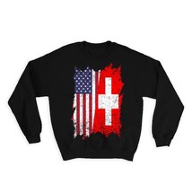 United States Switzerland : Gift Sweatshirt American Swiss Flag Expat Mixed Coun - £21.65 GBP