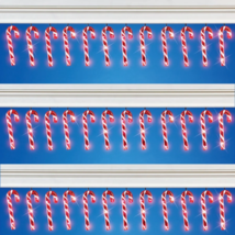 Set of 12 Solar Powered Candy Cane Holiday String Lights Christmas Outdo... - $24.74