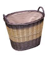 Deep Two Tone Lined Wicker Wash Basket - £42.58 GBP