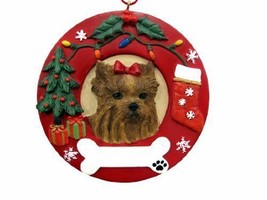 Yorkie Yorkshire Terrier Christmas Ornament Wreath Shaped Easily Persona... - £20.43 GBP