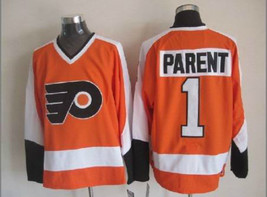 Flyers #1 Bernie Parent Jersey Old Style Uniform Orange - £39.26 GBP