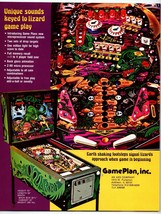 Lizard Pinball Flyer Original Fantasy Dragon Warrior Art Game Plan Vintage 1980 - $32.85