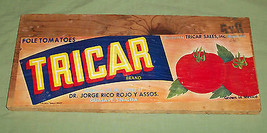 Vtg Paper Advertising Label Wood Tomato Crate Tricar Jorge Rico Nogales Az Ranch - £23.42 GBP