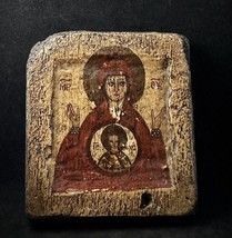 Rare Antique Mother Of God And Jesus Handpainted Icon on 200+ yeras old ... - $643.50