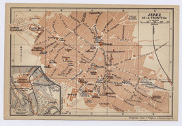 1913 Original Antique City Map Of Jerez De La Frontera / Andalusia / Spain - £16.18 GBP
