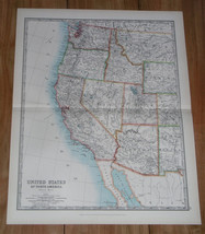 1907 Antique Map Of Western Usa Washington Oregon California Arizona Idaho - £16.87 GBP