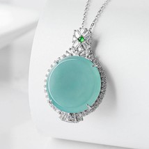 Authentic Blue Water kind of Jade Peaceful Medal S925 CZ Pendant Necklace, S925  - £91.52 GBP
