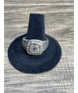 Silver Tone Square Faux Diamond Ring Size 10 Art Deco Estate Jewelry Fin... - $33.82 CAD