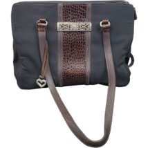 Brighton Shoulder Bag Women Black Brown Croc Leather Double Handle 2-Tone Purse - £15.92 GBP