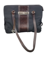 Brighton Shoulder Bag Women Black Brown Croc Leather Double Handle 2-Ton... - £15.66 GBP