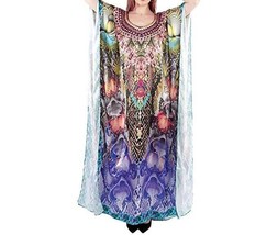Women Kaftan Kimono Beach Dress Cover UP Maxi Dress Beachwear Boho Holid... - $646.24 MXN