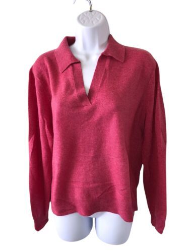 100% Cashmere Size XL Pink Sweater Top Women RN#104647 - £59.66 GBP