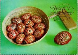 1978 Happy Easter Czechoslovakia Collaged Eggs Stamped Mailed Postcard - £10.13 GBP