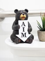 Ebros Rustic Forest Black Bear with Arrow Sign AIM Decorative Toilet Fig... - $22.99