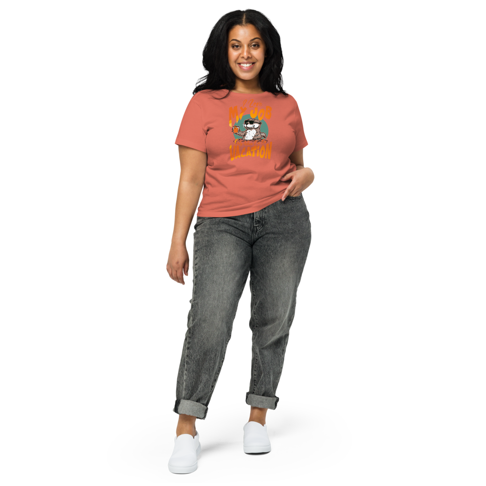 Women’s High-Waisted T-Shirt – I Love My Job Red Sorbet - $49.99