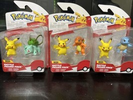 Jazwares Pokemon Battle Figures 2 Packs Pikachu Charmander Squirtle and Bulba 3p - £51.40 GBP