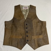Diamond Leathers Vest Mens 42 Buttons Western Brown Leather El Paso Slee... - $37.21