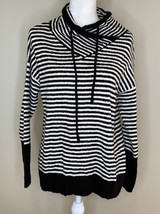 NWT Philosophy Cowl Neck Pullover Sweater Size PXS In Black white Stripe H7 - £15.97 GBP