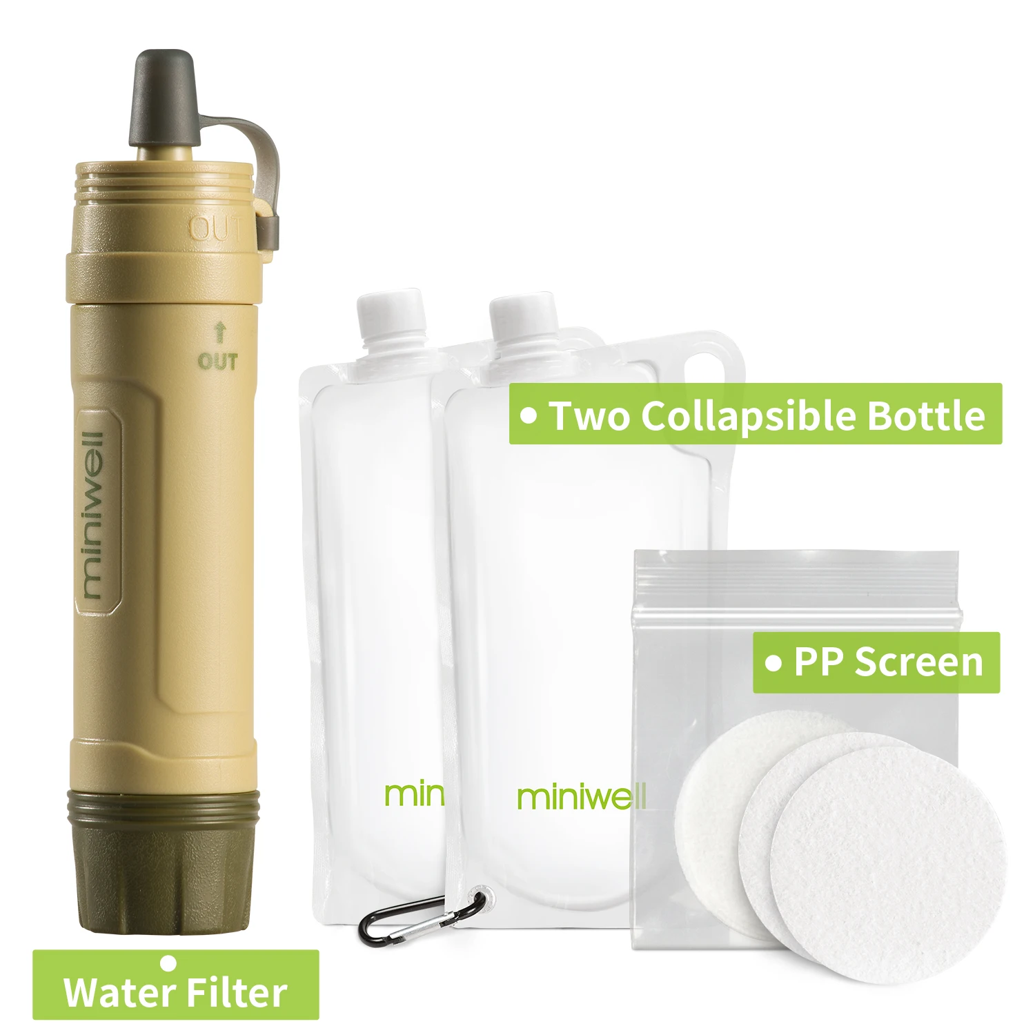 Miniwell Portable Survival Outdoor Water Filter for Camping, Hiking, Emergency - £49.46 GBP