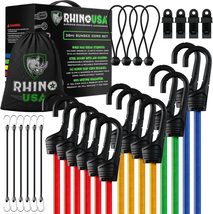 RHINO USA Bungee Cords with Hooks - Heavy Duty Outdoor 28Pc Assortment w... - £30.37 GBP