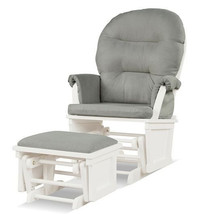 Wood Baby Glider and Ottoman Cushion Set with Padded Armrests for Nursing-Light - $278.39