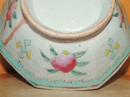 Chinese 6&quot; Hand Painted Bowl Pomegranate Antique Qing 19th Octagonal Footed - $829.39 MXN