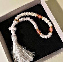 33 knots white prayer rope with pink beads - Orthodox komboskini - chotk... - £16.82 GBP