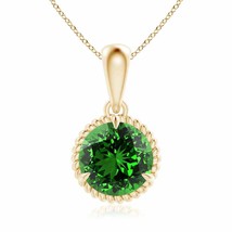 ANGARA Lab-Grown Rope-Framed Claw-Set Emerald Pendant in 14K Gold (8mm,1.75 Ct) - £1,017.69 GBP