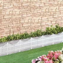 Set of 4 Flexible White Picket Fence Garden Border Landscape Lawn Edging... - £15.91 GBP