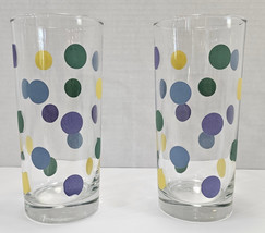 Vtg MCM Anchor Hocking Polk A Dot Drinking Glasses Tumblers Multi Colore... - £11.47 GBP