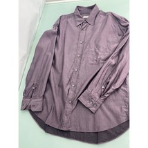 Brioni Men Sport Dress Shirt Made In Italy Purple 100% Cotton Size 45 17... - $59.37