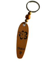 Wooden Maui Cutout Surfboard Keychain (Choose Design) - £10.20 GBP