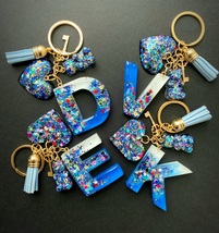 Lovely personalised KEYCHAIN. Epoxy resin handmade. Perfect gift ! - £7.11 GBP