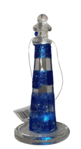 Lighthouses Harbor Lights Glass 3 1/4&quot; t Lighthouse Blue Figurine Aquarium Orn. - £7.15 GBP