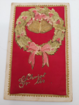 Rare 1910s Postcard Merry Christmas Pincushion Posted Wreath - £10.31 GBP