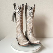 NEW Lane Wild Hair on Cowhide Womens Cowboy Boots 8.5 Silver Western Snip Toe - £312.58 GBP